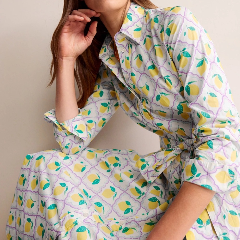 Boden Lemon Print Midi Dress